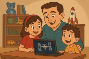 Children asking about space in Hindi