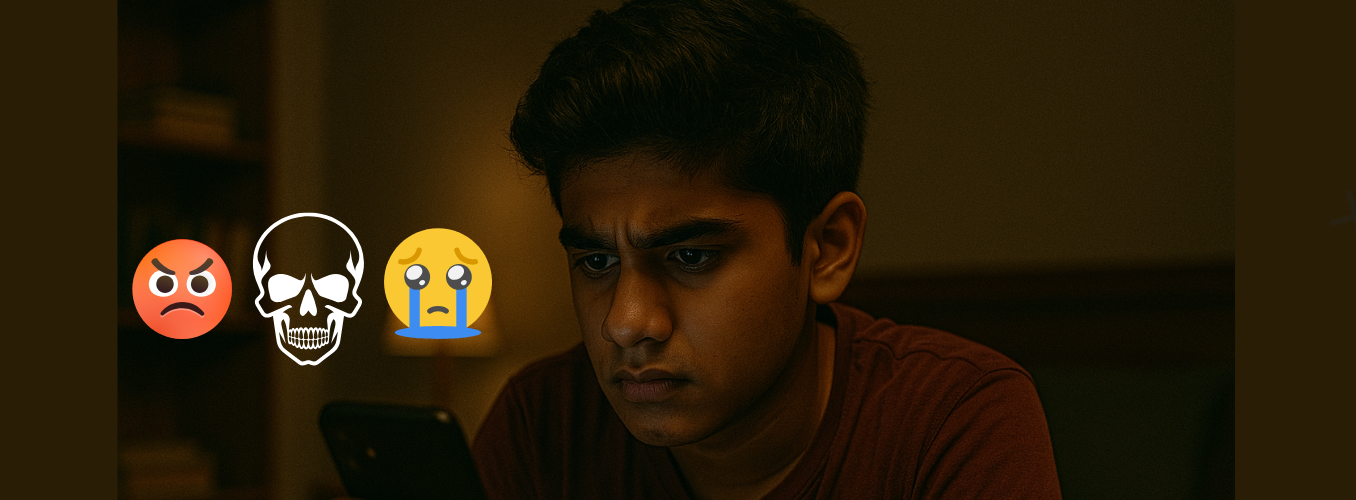 Indian parents and children talking about online safety, digital parenting guide in Hindi